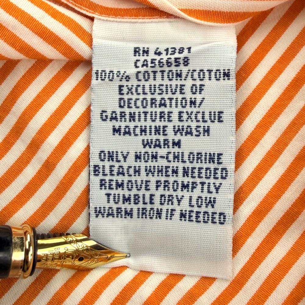 Ralph Lauren Button Down Shirt Men Large White Orange Striped Cotton Long Sleeve - Picture 6 of 12